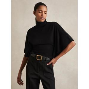 REISS Hadley Merino Wool Batwing Roll-Neck Jumper